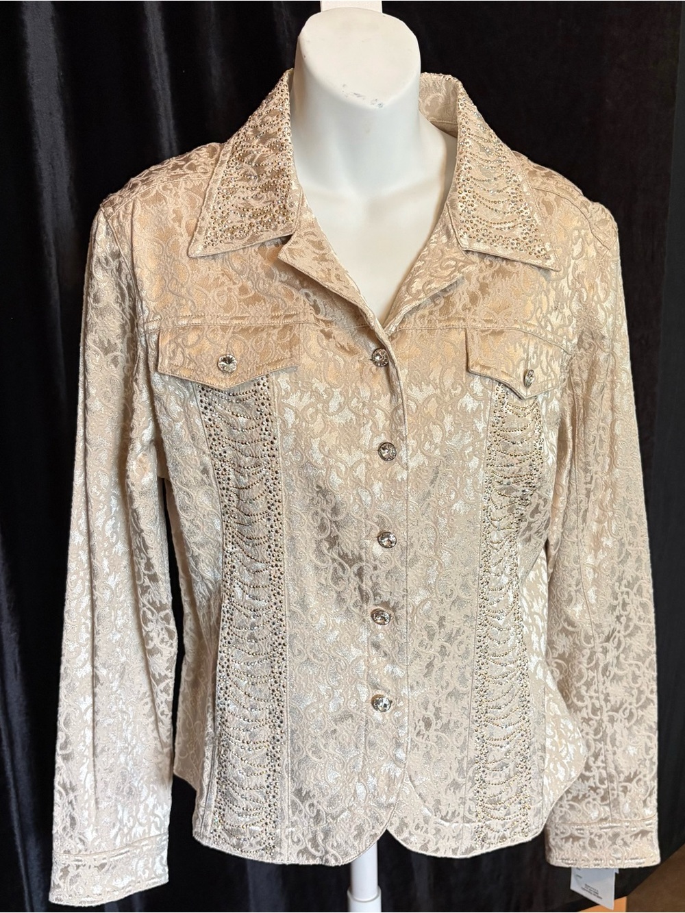 Christine Alexander Cream Lace Button-Front Jacket